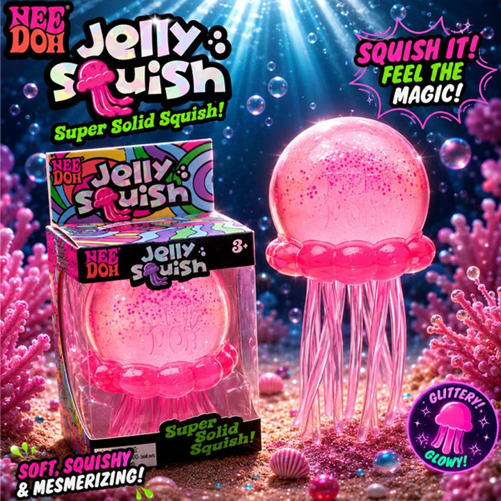Jucarie Antistres Meduza Squishy Senzoriala cu Glitter, Tentacule Elastice, Stretch & Squeeze, Relaxare si Joaca pentru Copii, Impact Vision®, culoare Roz