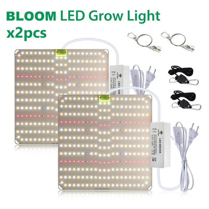 LED lámpa növényekhez, Növekedési fény, Teljes spektrum, SMD2835, AC 85–265V, Üvegházhoz és hidroponikához, Virágzáshoz, Bloom