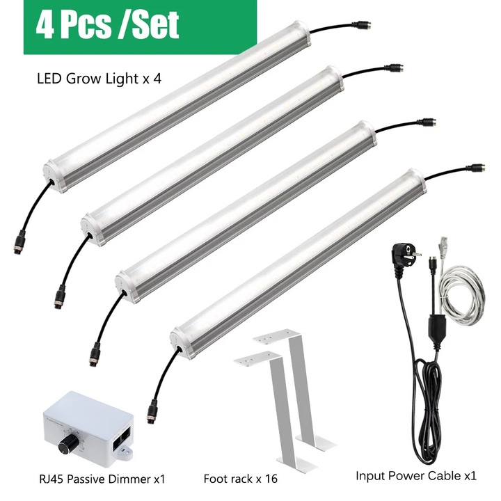 LED лампа за отглеждане, 150 W, комплект от 4 броя, 6500K, IR 730 nm и UV 395 nm, LM281B, висок PPFD, за оранжерия