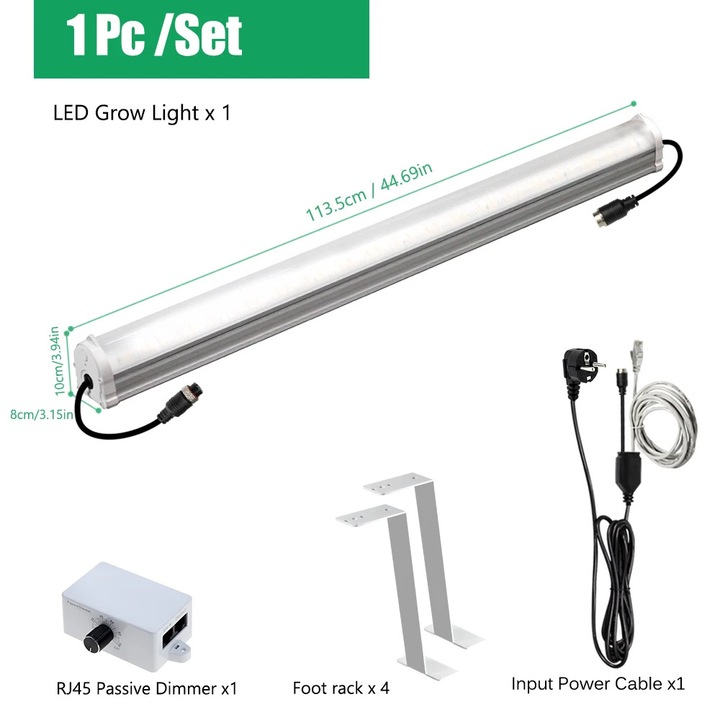 LED лампа за отглеждане, 1 брой, 150W пълен спектър, 6500K, IR 730 nm, UV 395 nm, PPFD 420 µmol/m²/s