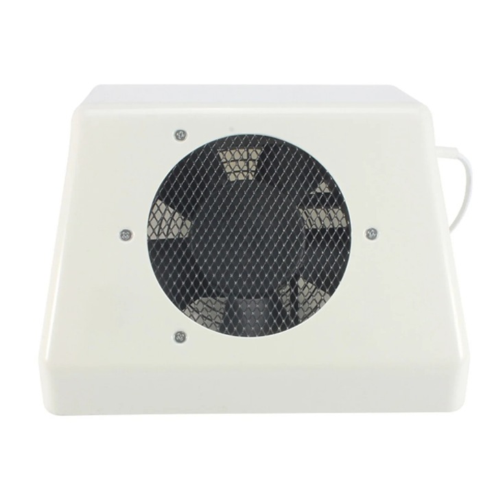Прахоуловител за нокти, Прахосмукачка за маникюр, 80 W, 3500 rpm, 220 V, EU щепсел, за акрилна пудра, черно-бял