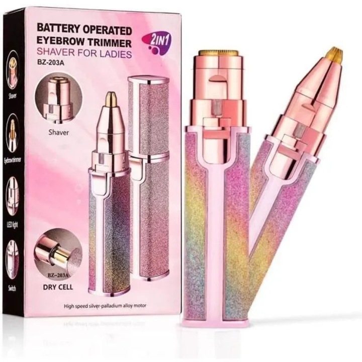 Elektromos 2 az 1-ben szemöldök epilátor, USB, LED, fehér