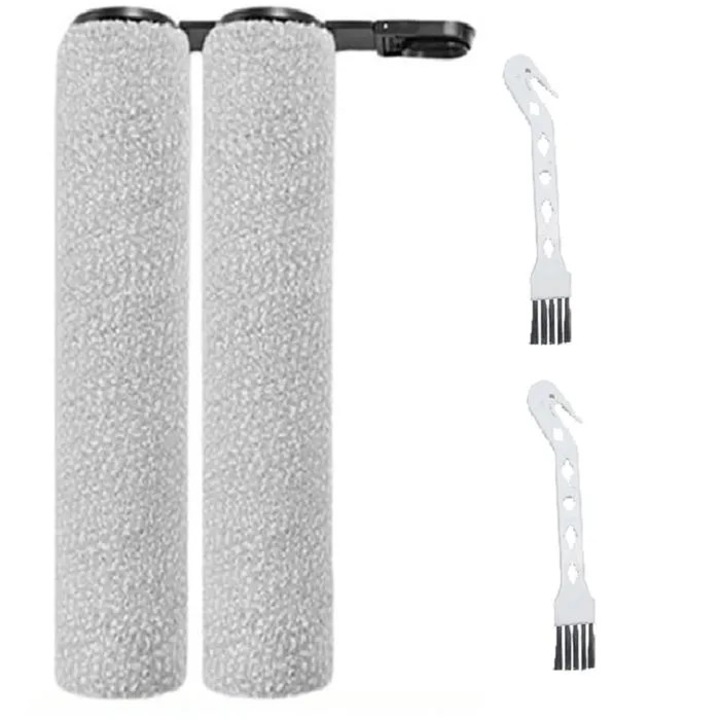 Set 4 piese perii pentru aspirator compatibil Roborock F25/F25 LT/F25 RT/F25 ACE/F25 ALT, din plastic si material textil, Gri