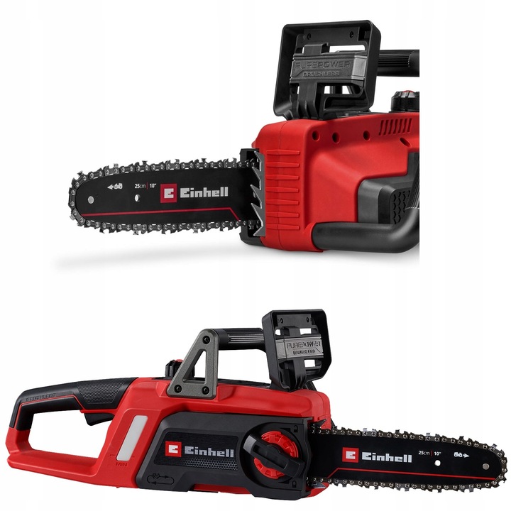 Drujba Einhell GE-LC 18/25 Li BL-Solo, fierastrau cu lant pe acumulator 18 V, motor brushless, ghidaj 25 cm, ungere automata 150 ml, Rosu/Negru