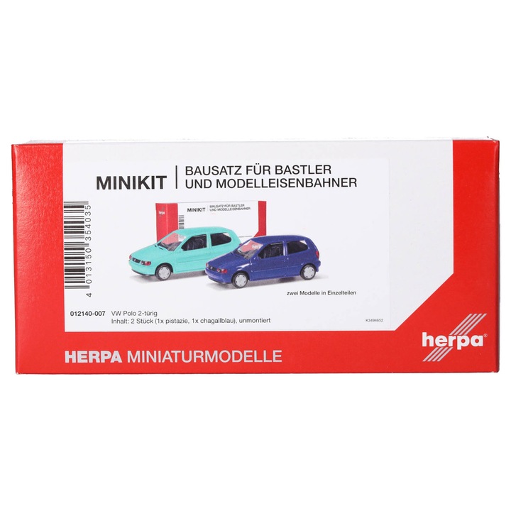 Herpa Minikit készlet, VW Polo 2 ajtós, pisztácia és kék, H0, 012140-007