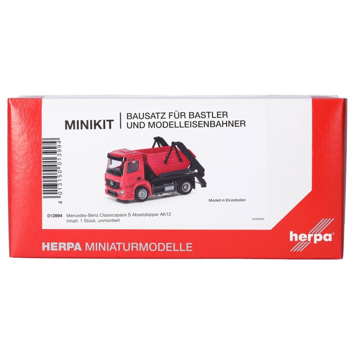 Set Minikit Herpa, Mercedes Actros AK12 teherautó, piros, H0, 013994