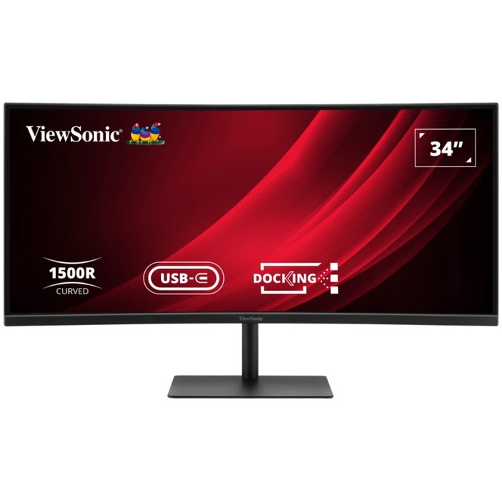 Monitor LED Curbat ViewSonic VG3419C-2, 34", UWQHD (3440x1440), VA, 120Hz, 3.5ms GtG, curbura 1500R, HDR10, Low Blue Light, Flicker-Free, difuzoare 2Wx2, USB Hub, USB-C (DP Alt.)/ 96W PD, HDMI 2.1, DisplayPort, RJ-45, VESA 100x100mm, HAS, Negru