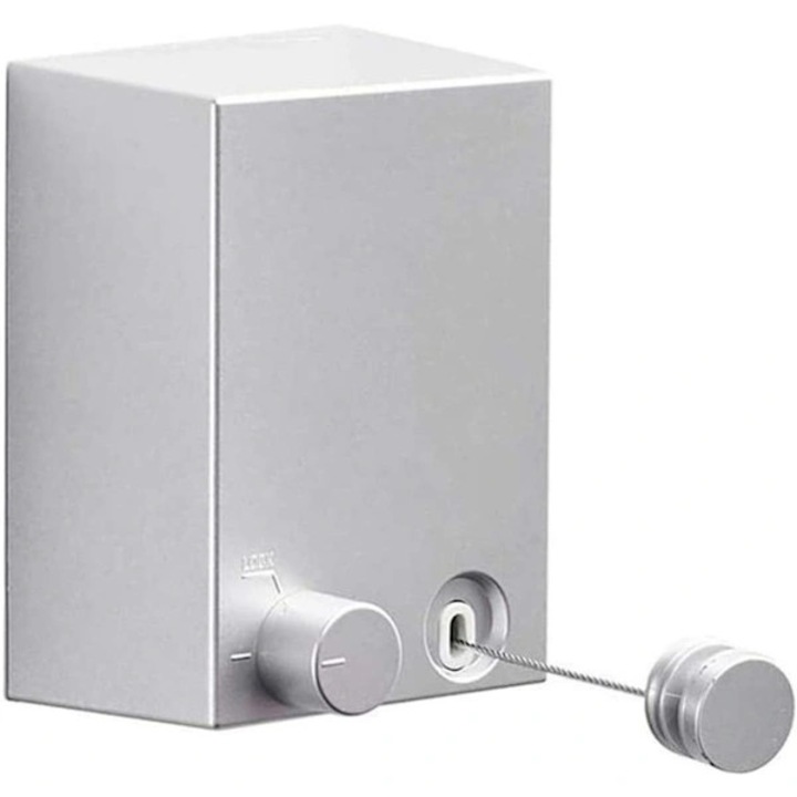 Uscator de rufe retractabil montat pe perete, linie de uscare cu sarma din otel reglabila 4,2 m, corp ABS cu suport din aluminiu si otel inoxidabil, capacitate 20 kg, include etansant si suruburi, argintiu, 1 buc
