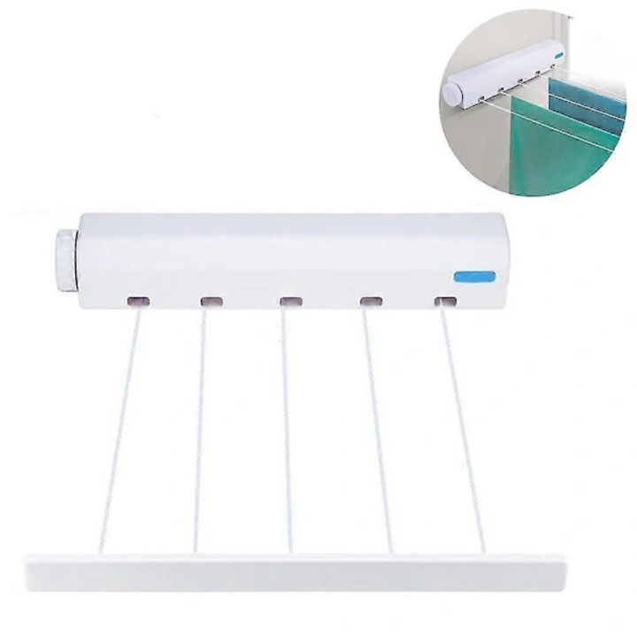 Uscator rufe retractabil, cinci linii, alb, 36.8x6.3x6 cm, 3.75 m lungime cablu