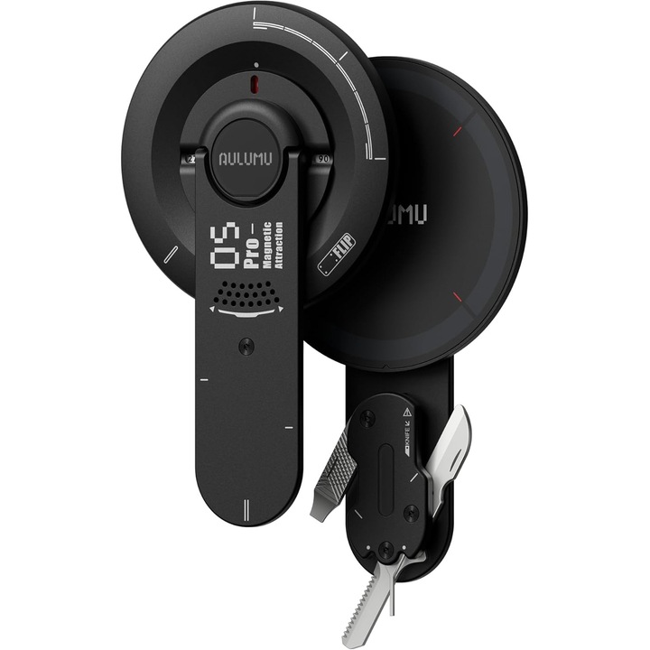 Suport Magnetic pentru telefon 8 in 1, Aulumu G05 Pro, Compatibil MagSafe, Rotire 360°, Reglaj unghi 0-80°, Prindere magnetica puternica 25N, Kit de scule integrat, Cutter, Surubelnita, Pila, Mini fierastrau si pin SIM, Suport birou, Inel ergonomic, Compa