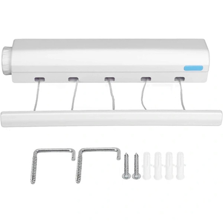 Uscator de rufe telescopic, suport de uscare retractabil, capacitate 8 kg, extensibil pana la 3.2 m/3.75 m, pentru interior/balcon, alb, 1 buc