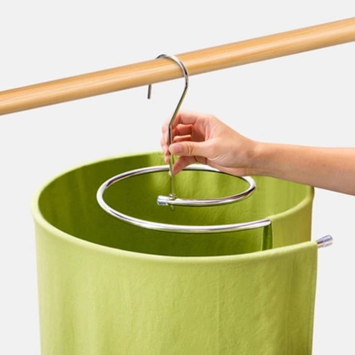 Umeras spiralat pentru uscare rufe, suport de uscare din otel inoxidabil, capacitate 5 kg, detasabil, economisitor de spatiu, cu carlig pentru tavan, argintiu, 1 buc