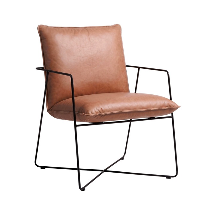 Scaun Arezzo, Piele Naturala, IDL Light Brown, 64cm x 70cm x 85cm
