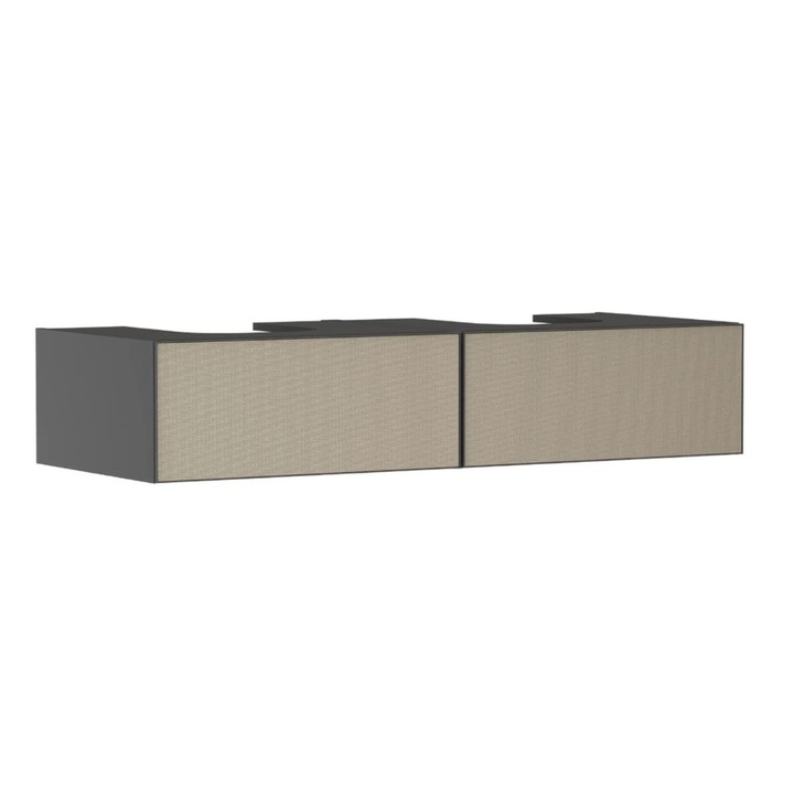 Dulap lavoar Hansgrohe Xevolos E 137x55 cm 2 sertare gri mat bronz texturat