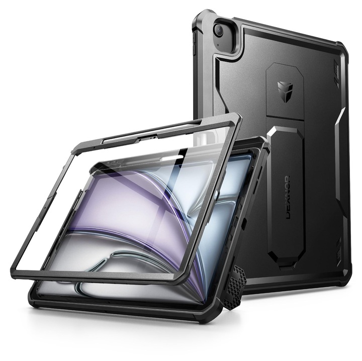 Husa Dexnor compatibila iPad Air 13 inch M2 cu protectie completa si folie ecran, culoare negru