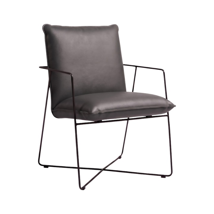 Scaun Arezzo, Piele Naturala, Madras Antracit, 64cm x 70cm x 85cm
