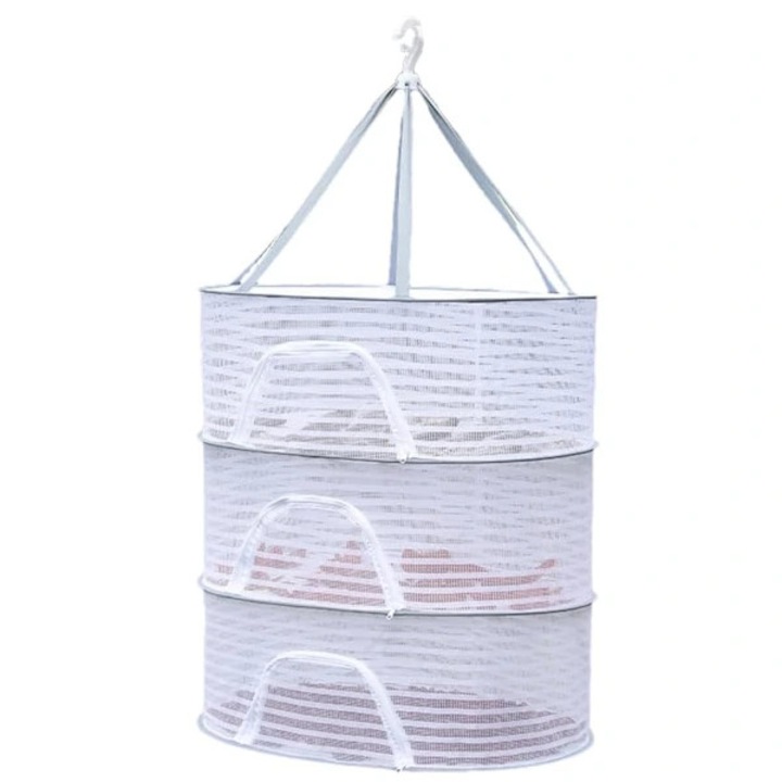 Uscator pliabil 3 straturi pentru plante fructe si ierburi alb 60x60x30cm