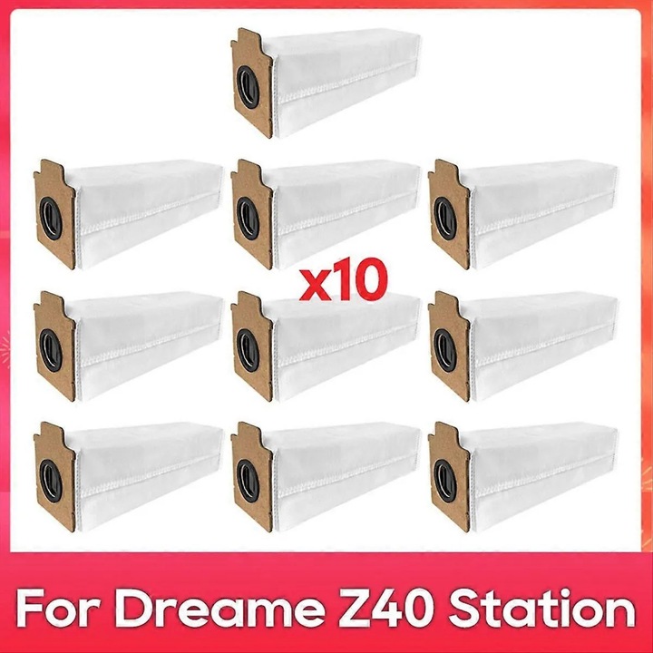 Saci/pungi de praf pentru aspirator Dreame Z40 Station, din material netesut, pentru aspirator umed/uscat, alb, 10 buc