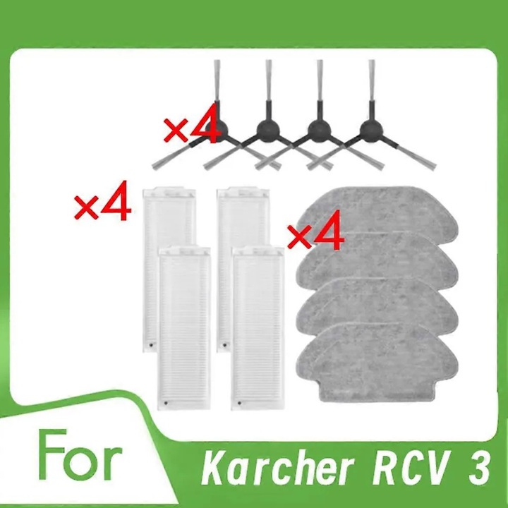 Set accesorii aspirator 12 piese, perii laterale, filtre, lavete, plastic, multicolor