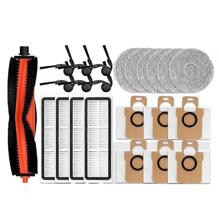 Kiegészítő és alkatrész készlet Xiaomi H50 PRO/OV42GL kompatibilis, forgó főkefe, 6 oldalkefe, 4 HEPA szűrő (99,97% szűrés), 6 mikroszálas felmosókendő, 6 porzsák, Többszínű