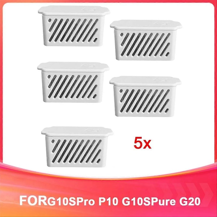 Ezüstion modul, szűrőbetét porszívóhoz, kompatibilis S7 Pro Ultra, S7 Max Ultra, P10, G10S Pro, G10S Pure, S8 Pro Ultra, S8 Plus Ultra, Q, G20, antibakteriális, műanyag, fehér, 5 darab
