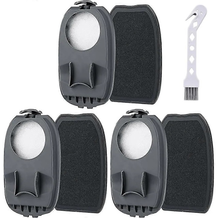 Set 3 bucati filtre de schimb HEPA H13 compatibile cu Philips AquaTrio Cordless 9000 (XV1791/01, XW9385, XW9383, XW9382), lavabile, perie inclusa, Negru