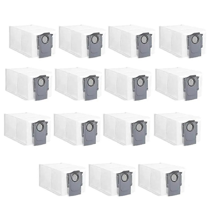 15 darabos készlet, porzsákok kompatibilisek Roborock S8/MaxV Ultra/G20s/P10/Q Revo/Curv/P20 Pro modellekkel, többrétegű szűrés, tartós nem szőtt anyag, fehér