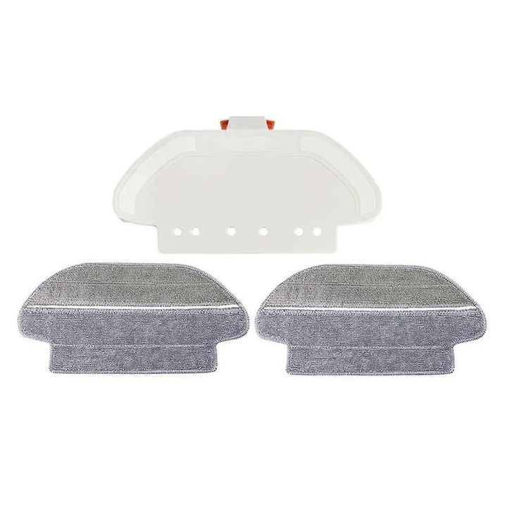 Set 3 piese suport mop (tava mop), pentru Xiaomi Pro STYTJ02YM 2S 3C / VioMi V2 V3 SE, plastic durabil, lavete lavabile, alb/gri