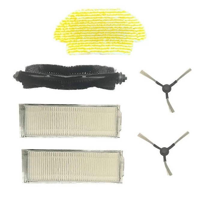 Set accesorii aspirator robot RCV 3 2.269-621.0, piese de schimb din plastic, usor de instalat, include perie principala, 2 perii laterale, 2 filtre, laveta mop, Multicolor, 1 set