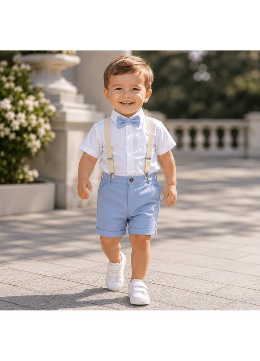 Costum elegant de vara, Kidohug, Camasa si pantaloni scurti, Albastru lavanda