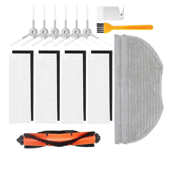 Комплект аксесоари за робот прахосмукачка Xiaomi G1 Mi Robot Vacuum-Mop Essential MJSTG1, основна четка тип ролка, 6 странични четки, 4 HEPA филтъра, 2 микрофибърни кърпи, 2 четки за почистване, Многоцветен
