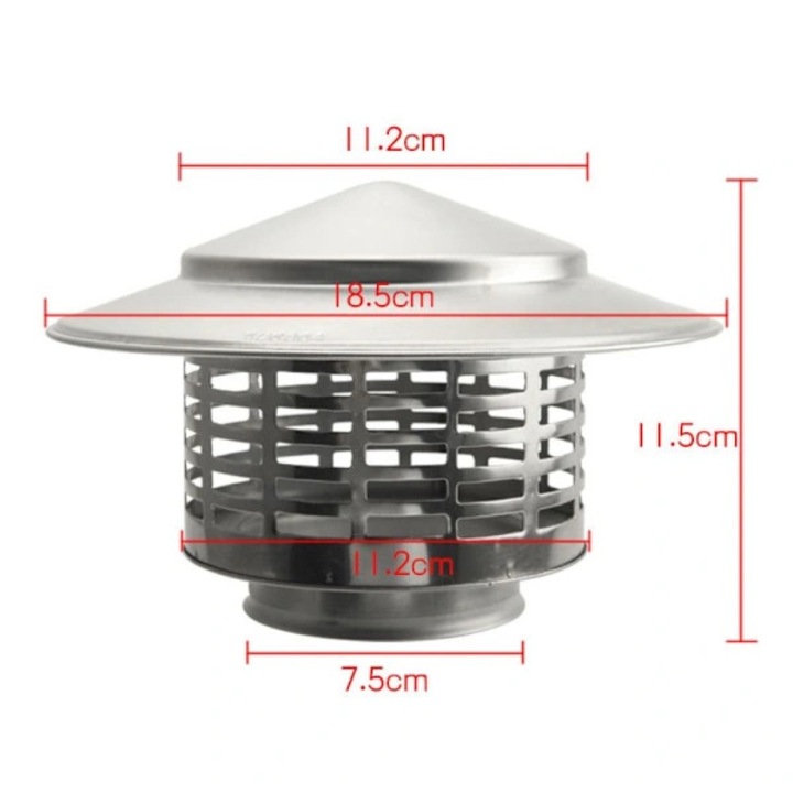 Capac cos ventilat, capota pentru cos de fum, pentru teava O 75 mm, inox, cu grilaj antipasari, 1 buc