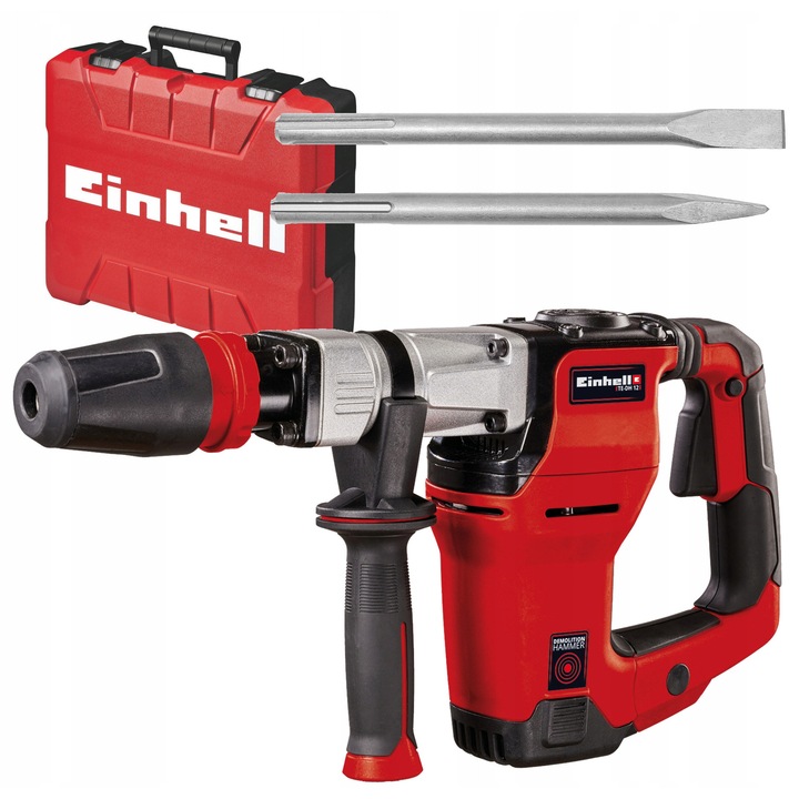 Ciocan demolator Einhell TE-DH 12, 1050W, forta de impact 12 J, SDS-max, 4100 lov./min, cablu 4 m, include dalta spica si dalta plata, valiza E-Box, rosu, 1 buc.