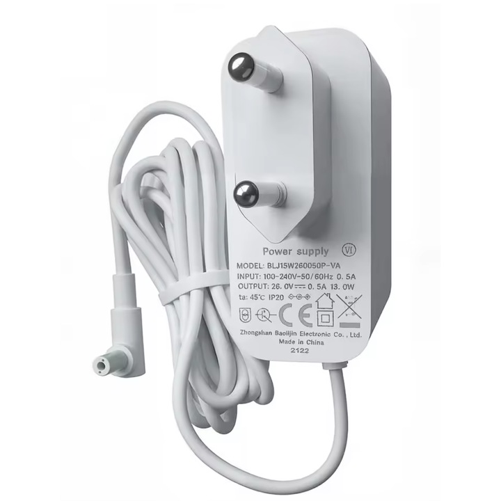 Încărcător compatibil pentru aspiratoare fără fir Xiaomi, Dreame, 26V 0.5A, Alb