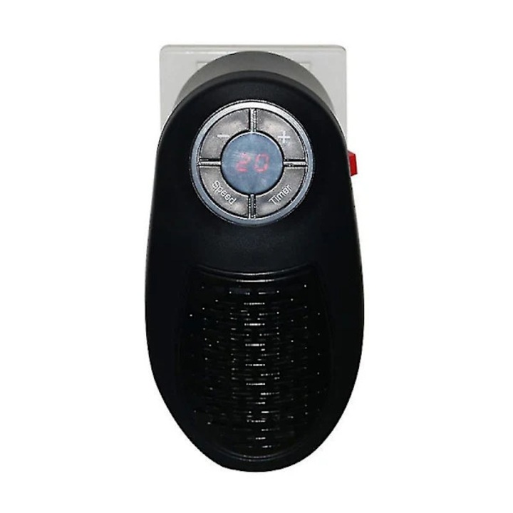 Incalzitor cu ventilator (aeroterma) plug-in, cu afisaj digital si timer, termostat reglabil, montaj in priza, negru, 1 buc