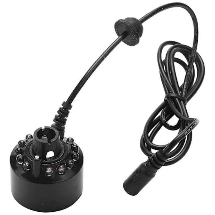 Nebulizator ultrasonic 12 LED, AC 100-240V, priza UE, pentru incubator, umidificator, masina de fum si fantani, negru, 1 buc