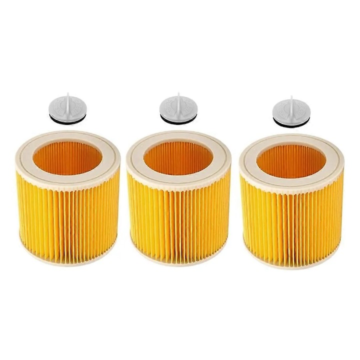 Set 3 filtre HEPA pentru aspiratoare Karcher WD2 WD3 MV2 MV3, plastic, alb
