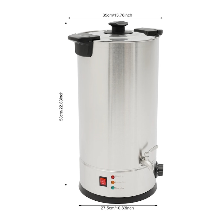 Topitor ceara, Incalzitor ceara electric 15 l, 1800 W, Temperatura reglabila 0–110 °C, Incalzire rapida, Inox 304, PP