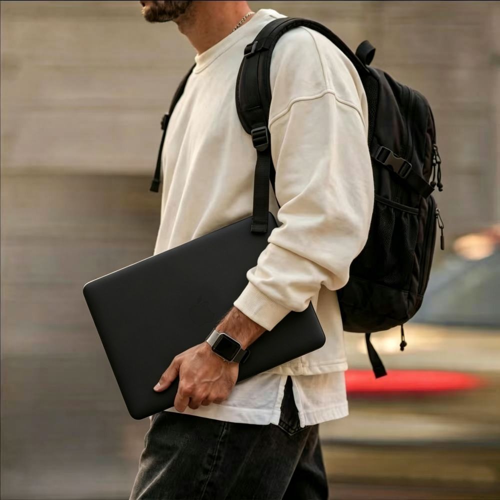 Carcasa laptop Tech-Protect SoftShell compatibila cu MacBook Air 15 inch 2023-2016, Matte Black