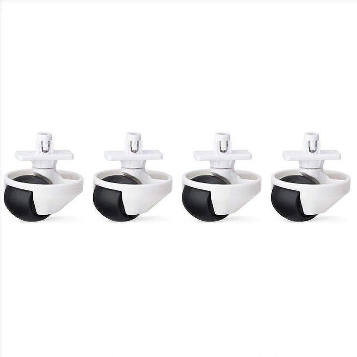 Roata frontala universala pentru aspirator, plastic, alb-negru, set 4 buc