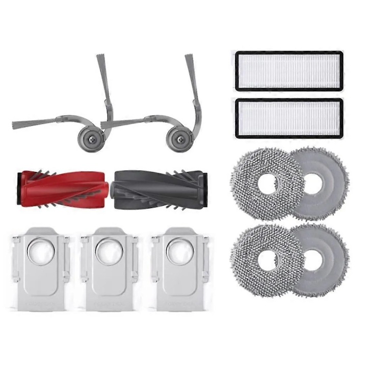 Roborock Q Revo Edge S5A robotporszívó alkatrész készlet, 1 pár főkefe, 2 oldalkefe, 2 szűrő, 3 porzsák, 4 felmosó kendő, műanyag, Többszínű