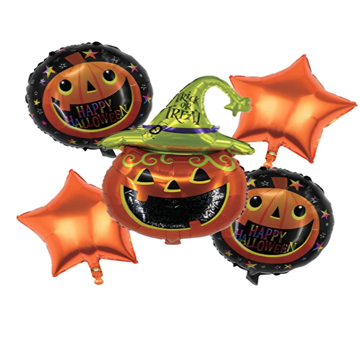 / Halloween dekorációs szett: fólia lufik, Halloween tök és csillag dekorációk