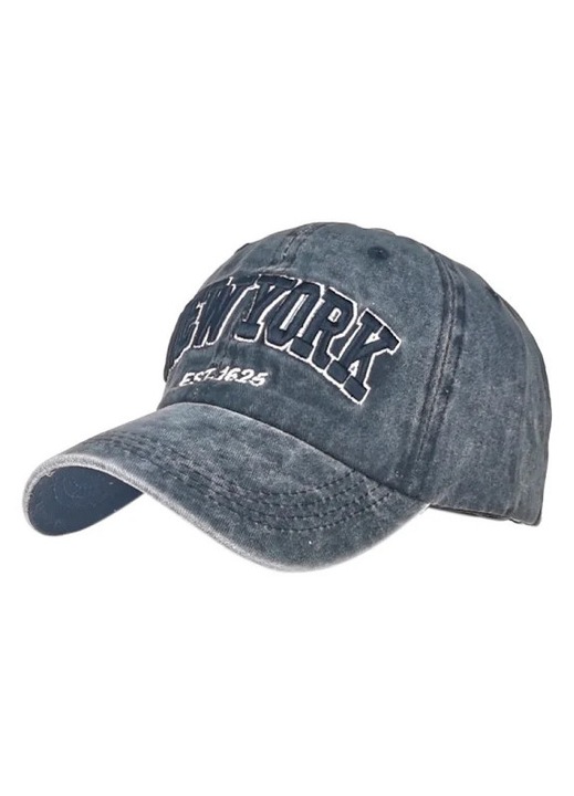 NEW YORK, sapca baseball din bumbac si textil cu viziera brodata, negru, 55-60 cm