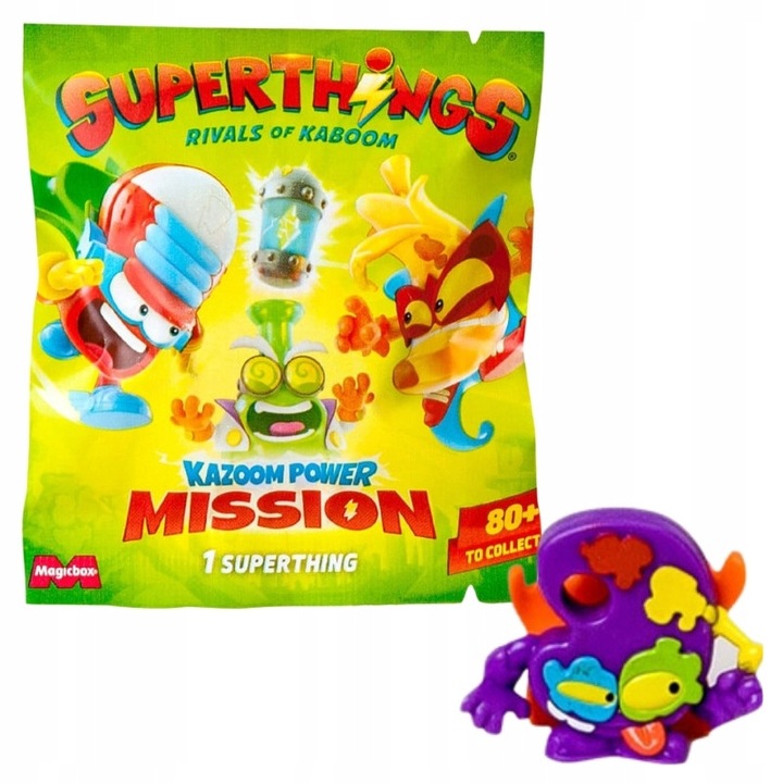 Superthings figura szett, Magicbox, Kazoom Power küldetés, Gyűjthető gyerekfigurák, Ajánlott életkor 3 év, Kompakt játék méret, Különleges csillogó hatás, 2.5x1x1 cm, Többszínű