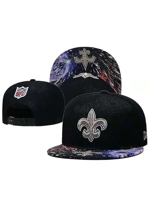 Sapca baseball din bumbac cu broderie logo NFL, New Orleans Saints, Negru/Multicolor, Reglabil 56-62 cm