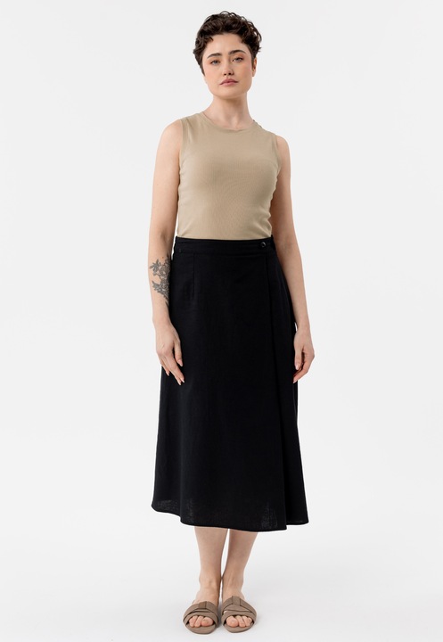 Ujjatlan bordázott póló, Slim Fit, női, kerek nyakú, Volcano T-Demi, bézs, Bézs