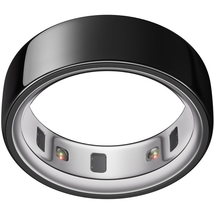 Oura Ring 4 Black Smart Ring pentru Monitorizarea Somnului si Sanatatii, Marimea 8, Titan Premium, Fitness Tracker, Pulsometru, Autonomie pana la 8 Zile