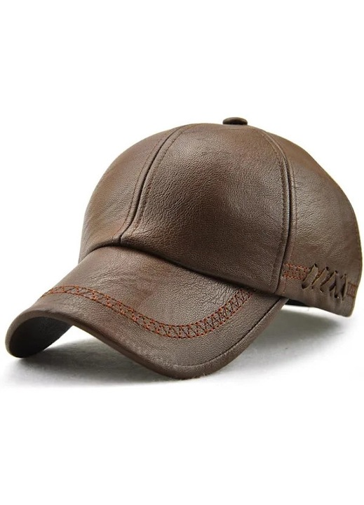 Sapca barbati piele PU ajustabila neagra marime unica