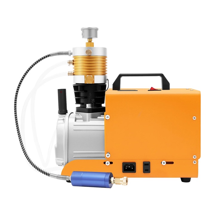 Compresor de aer cu presiune inalta, Pompa PCP electrica, 30 MPa 300 bar, 1, 8 kW 220V cu stecher UE, 100 l/min, Separator ulei-apa, Portocaliu