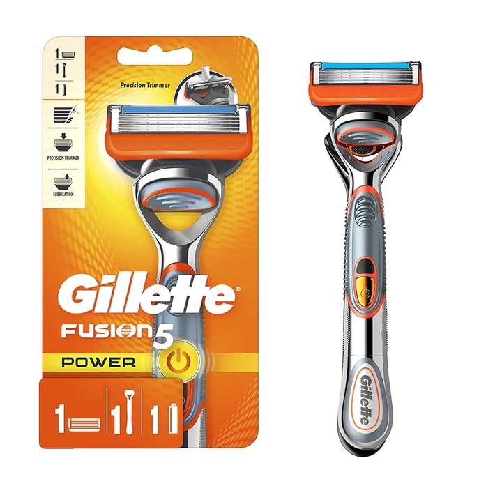 Aparat de Ras Gillette Fusion5 Power, 5 Lame Anti-Iritatie, 1 Rezerva Inclusa
